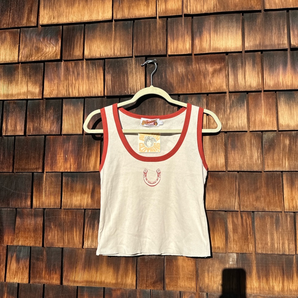 Stylish Cream and Red Tank Top